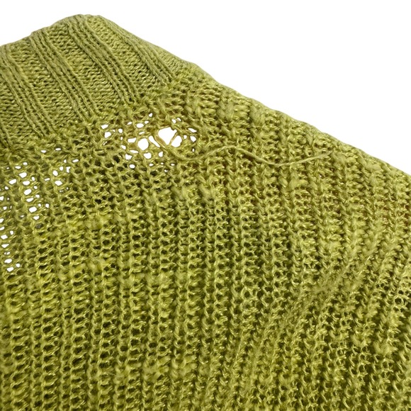 EILEEN FISHER Womens Sweater Medium Green Organic Linen Cotton Knit Bell Sleeves - Picture 6 of 9